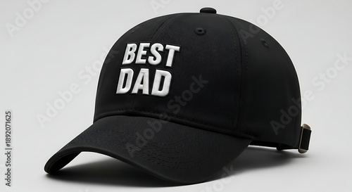 Black baseball cap with best dad text for father's day gift or apparel