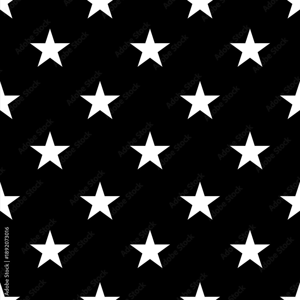 Obraz premium Black and White Seamless Star Pattern Background