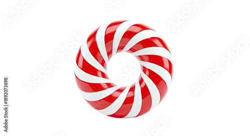 3D Rendering of a Red and White Swirled Ring
