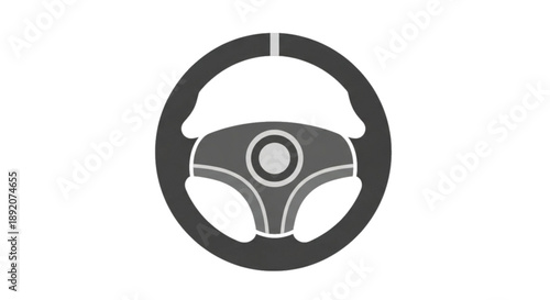 Modern car steering wheel icon, isolated on white background, vector illustration