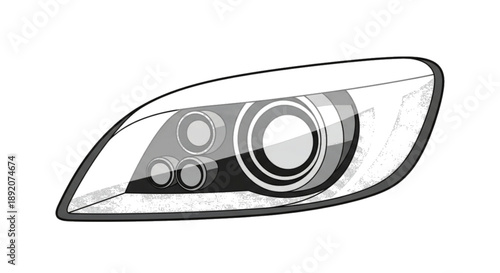 Headlight vector illustration isolated on white background, car front light