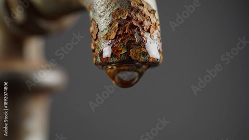 Wallpaper Mural Dripping rusty faucet, water flowing, dark background Torontodigital.ca