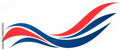 Abstract dynamic wave illustration with red and blue curved lines on a white background. Clean modern style ideal for branding, marketing templates, brochures, and presentation covers.