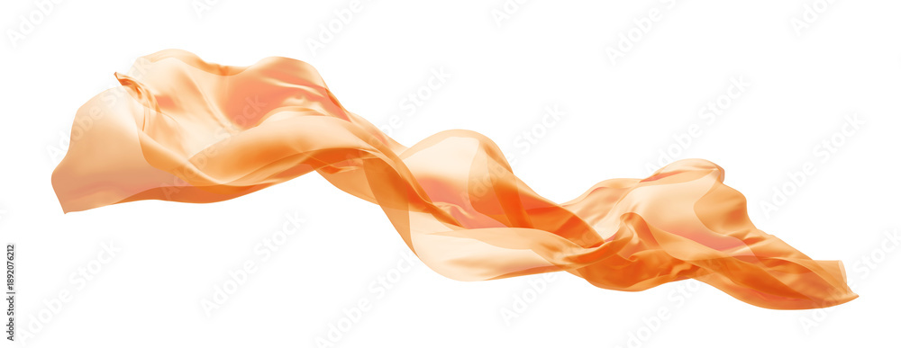 Naklejka premium Sheer orange fabric flutters in the transparency isolated on white background transparent cloth 3D render