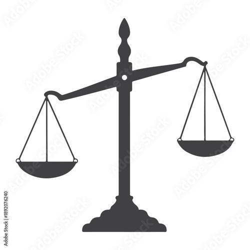 A scale of justice in silhouette represents balance and fairness in a simple yet powerful way silhouette