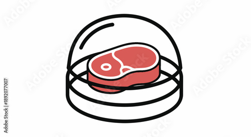 Steak Covered by Glass Cloche on Plate