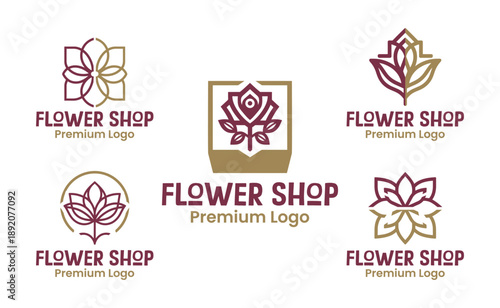 5 Flower Shop Premium Logo Set Modern Minimalist Floral Branding Collection