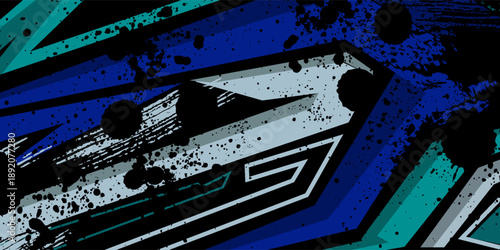 Car decal design vector. Graphic abstract stripe racing background kit designs for wrap vehicle, race car, rally, adventure and livery