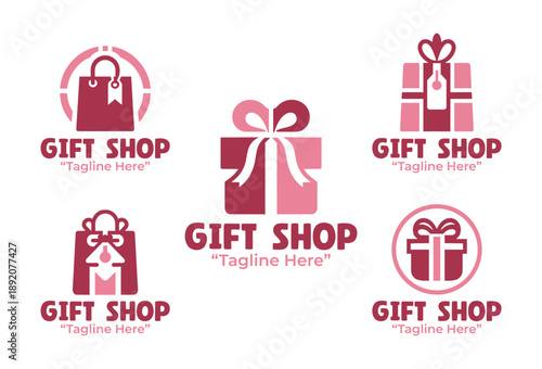 5 Gift Shop Logo Set Modern Minimalist Retail Branding Collection