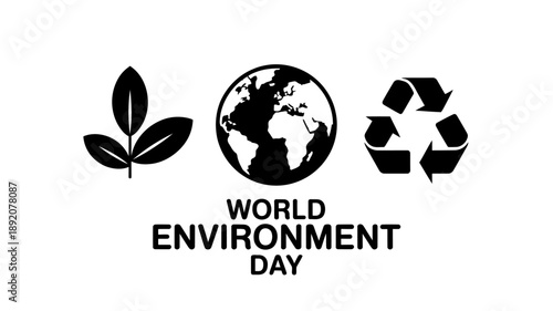 World Environment Day Symbols Earth Recycling Leaf