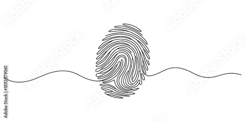 Single continuous line drawing of a human fingerprint for identification and security concepts Vector, illustration