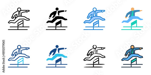 Leadership Challenges icons set multiple style collection. Editable stroke 
