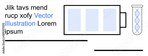 Biotechnology, DNA research, scientific analysis, genetics studies, lab experiments, science education. A test tube with a DNA strand and lab equipment. Biotechnology and DNA research concept