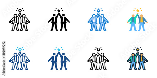 Peer Leadership icons set multiple style collection. Editable stroke 
