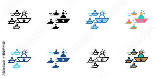 Influence icons set multiple style collection. Editable stroke 
