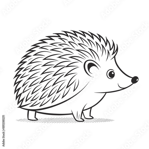 Cute cartoon hedgehog standing with spiky quills and friendly expression  