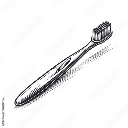 Detailed illustration of a toothbrush on a white background  