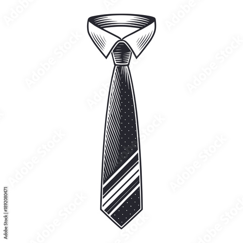 Stylish striped tie with collar in classic monochrome design  