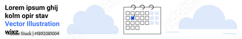 Time management, appointment scheduling, organization, productivity tools, reminders, and planning. Calendar with a marked date surrounded by minimalistic cloud shapes. Time management
