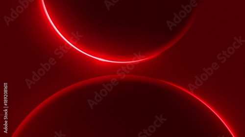 Abstract Red Glowing Spheres With Cinematic Film Grain
