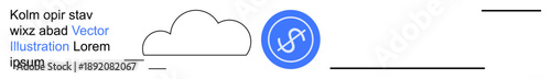 Cloud technology, online payments, data storage, digital finance, fintech, connectivity. Minimalist design with a cloud icon and a currency symbol. Cloud technology and online payments concept