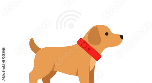 Dog faces right with Wi-Fi symbol