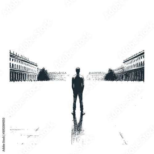 After the Wave. Silhouette of a man.