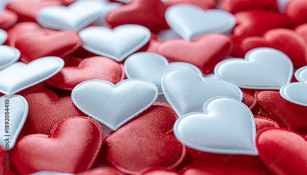 Obraz premium Red and white hearts as symbols of love, romance, and Valentine's Day