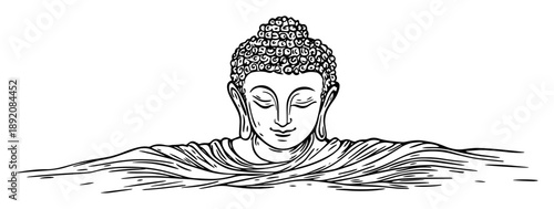buddha head in water meditation sketch
