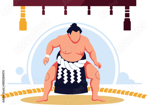 Sumo culture illustration, sumo wrestler