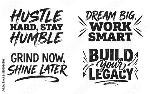 Inspirational quotes encourage success with typography on white background