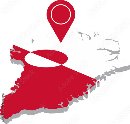 Greenland flag pin map 3D location 