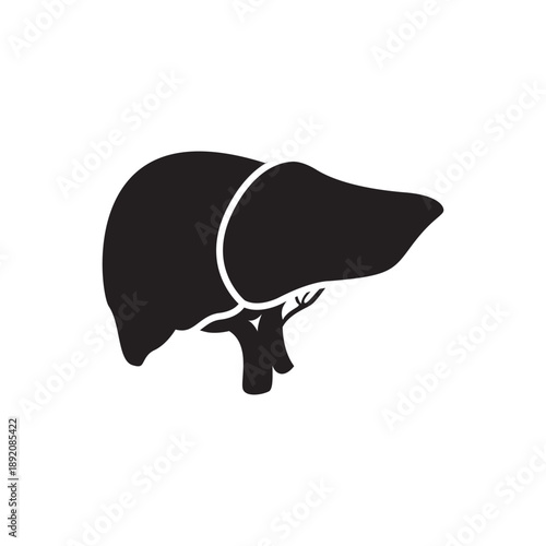 Human Liver Silhouette. Simple black silhouette of a liver organ on white background, medical or anatomical icon.