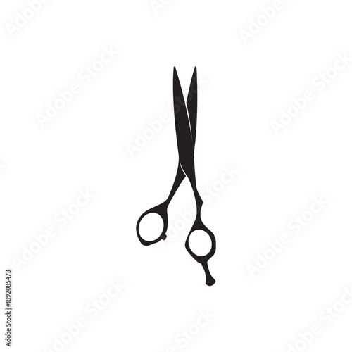 Classic Scissors Icon. Minimal black silhouette of scissors in a vertical or closed position, suitable as a tool icon.