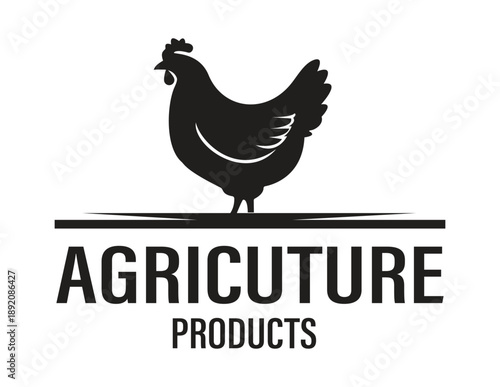 Agriculture Products Poultry Farm Logo - Hen Silhouette Vector for Livestock, Farming, and Organic Egg Production Branding