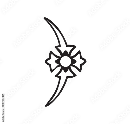 Minimal abstract floral lightning emblem modern line art decorative symbol for branding isolated on white background