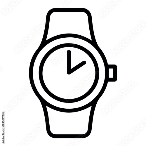 A minimalist vector graphic illustration of a wristwatch with a simple design and a white background