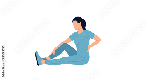 Female athlete sitting on floor holding lower back due to acute injury