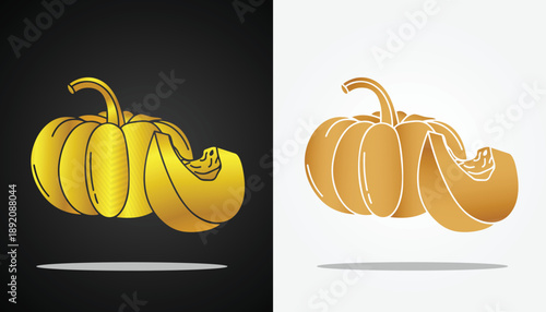 Cool and attractive golden fresh pumpkin fruit logo vector image
