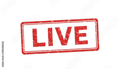 A red live stamp on a indicating something is happening now