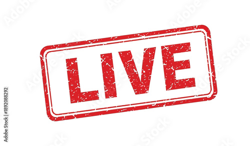 A red live stamp on a, indicating something is happening now