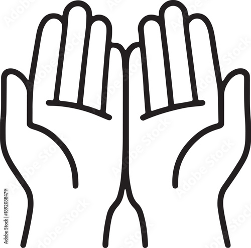 Line drawing of two open human hands facing forward