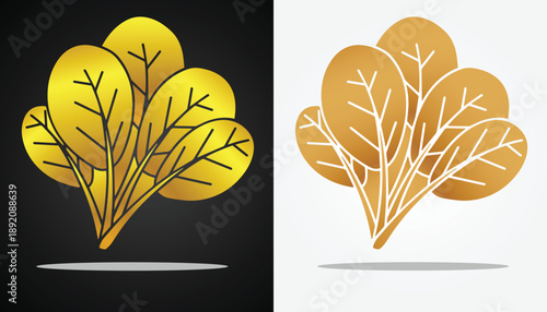 Cool and attractive gold colored fresh mustard greens logo vector image