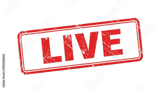 A red live stamp on a with a distressed texture and rectangular border