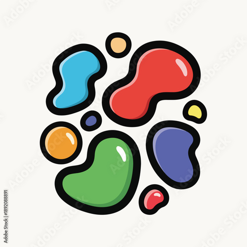 A colorful arrangement of irregularly shaped blobs