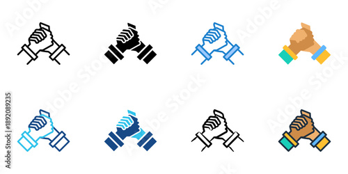 Accountability Partner icons set multiple style collection. Editable stroke 
