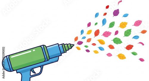 Colorful Confetti Gun Shooting Party Streamers on White Background