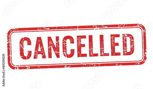 Red cancelled stamp on for marking documents as invalid or void with clear text
