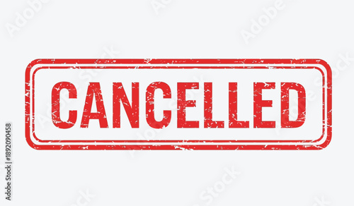 Red cancelled stamp on with distressed texture