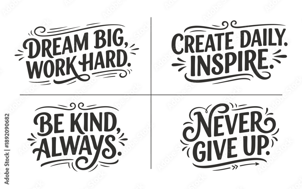 Fototapeta premium Inspirational quotes on white background with decorative text